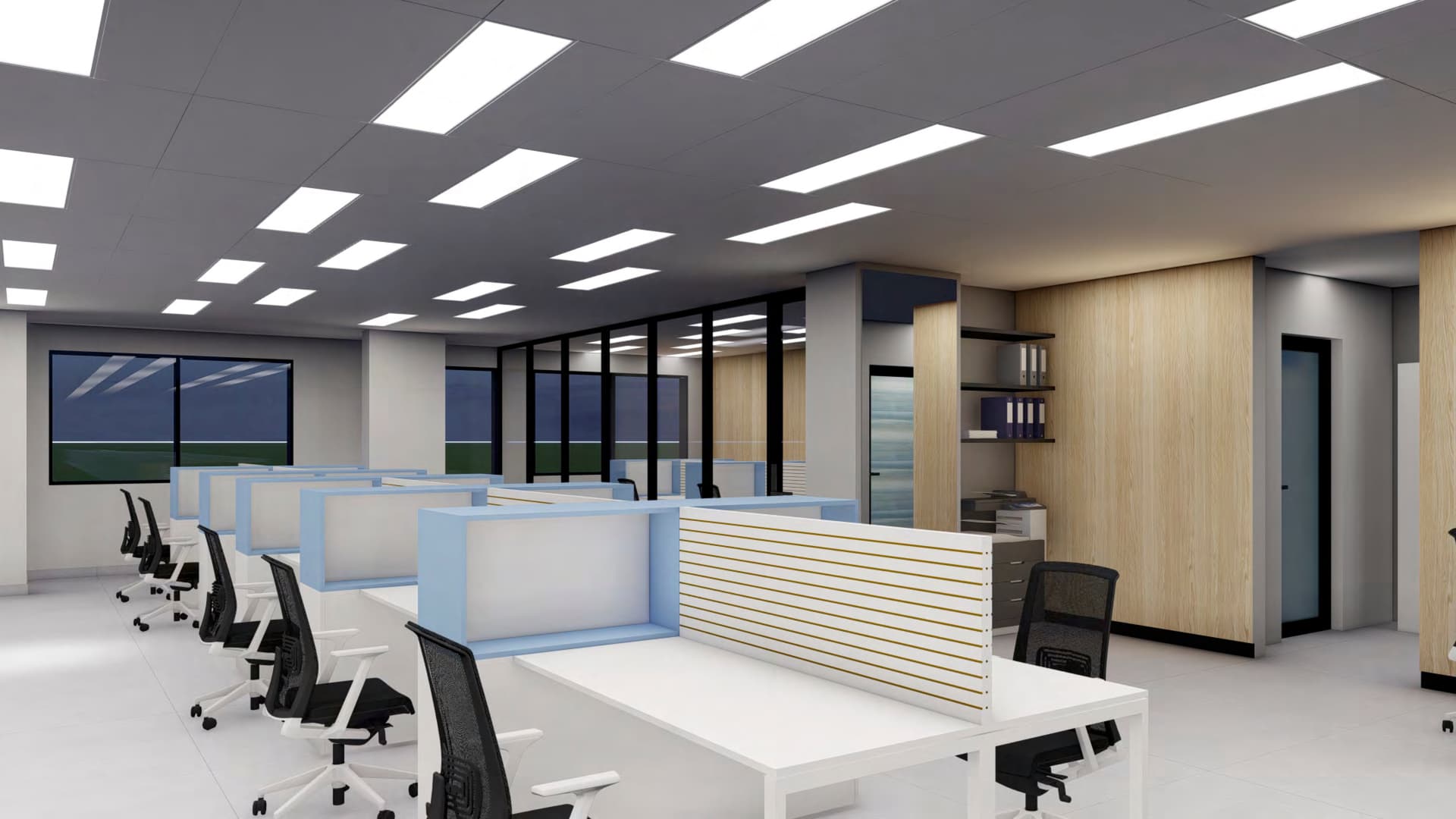 Enterprise workspace - workstations and storage area