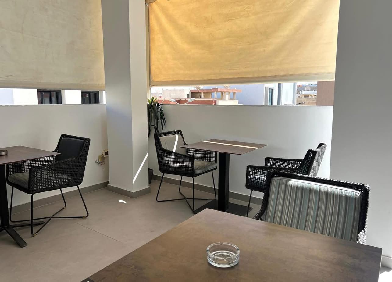 Outdoor terrace with city views