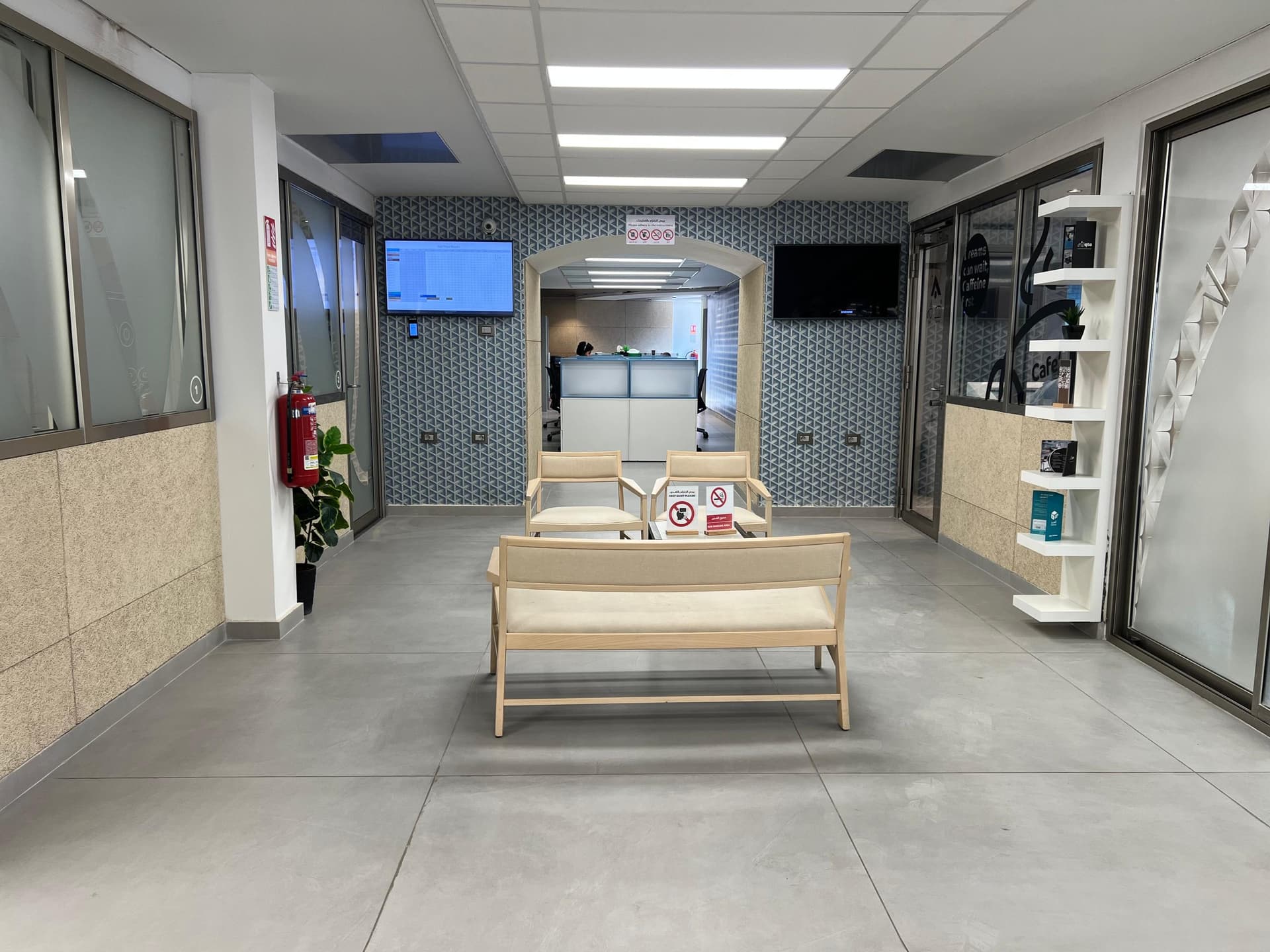Modern lobby with geometric design